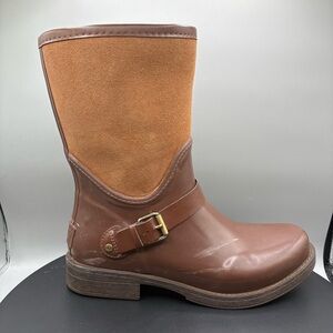 UGG Sivada Waterproof Rain Boots Women’s 8 Chocolate Brown Rubber Suede